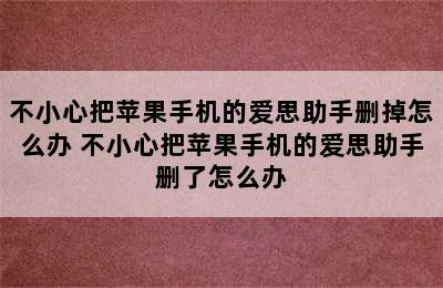 不小心把苹果手机的爱思助手删掉怎么办 不小心把苹果手机的爱思助手删了怎么办